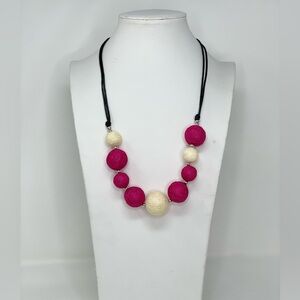 Colorful Handmade Fique Beaded Necklace and Earrings